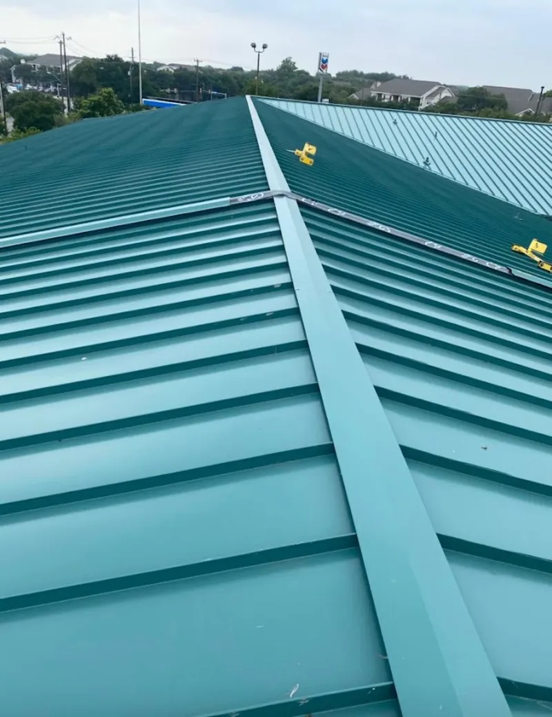 Green commercial metal roof ridge and valley for Metal Roof Repair in Rainsville